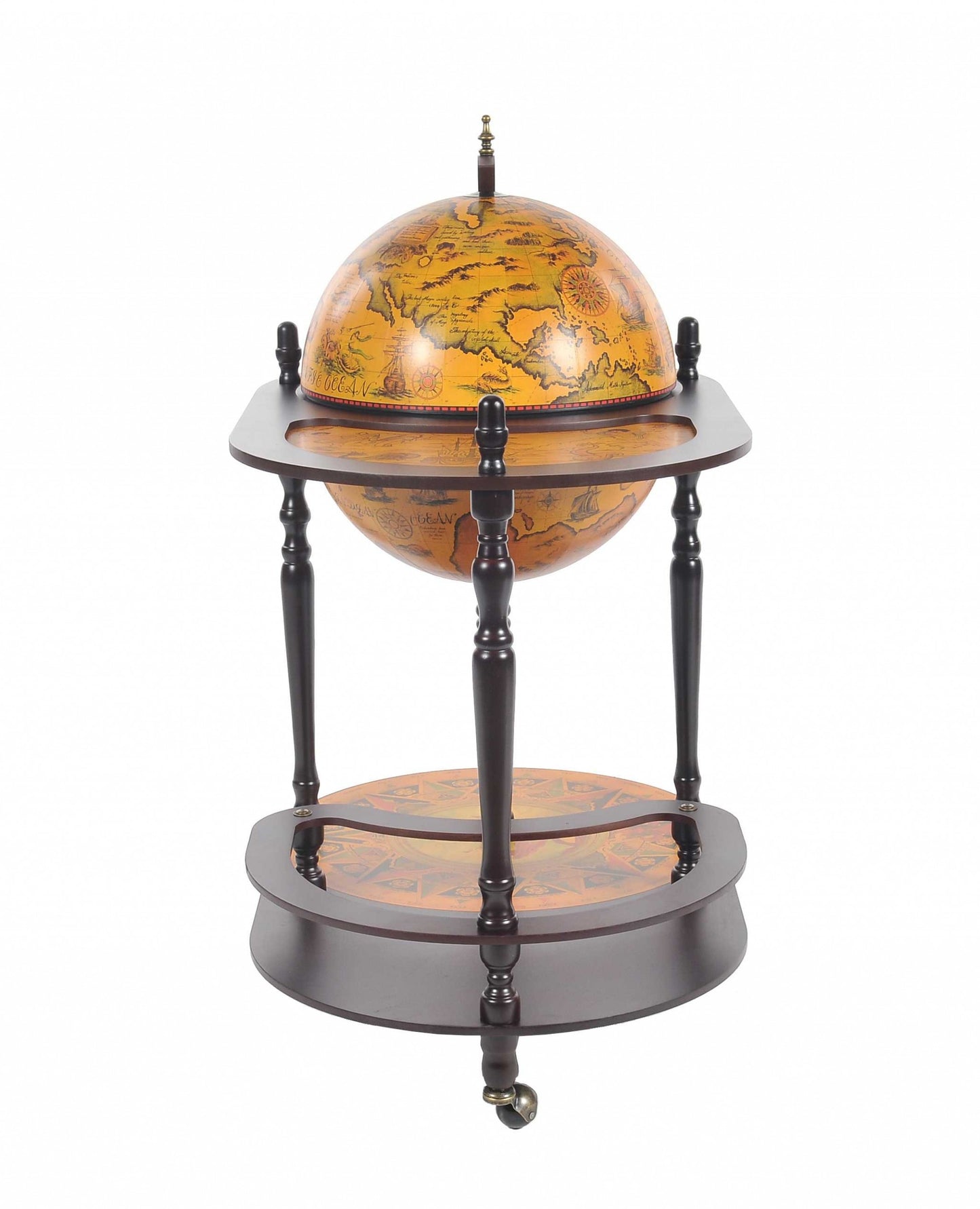 Globe Rolling Bar Cart With Wine Storage