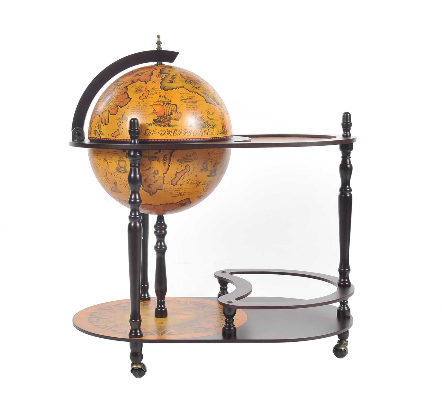 Globe Rolling Bar Cart With Wine Storage