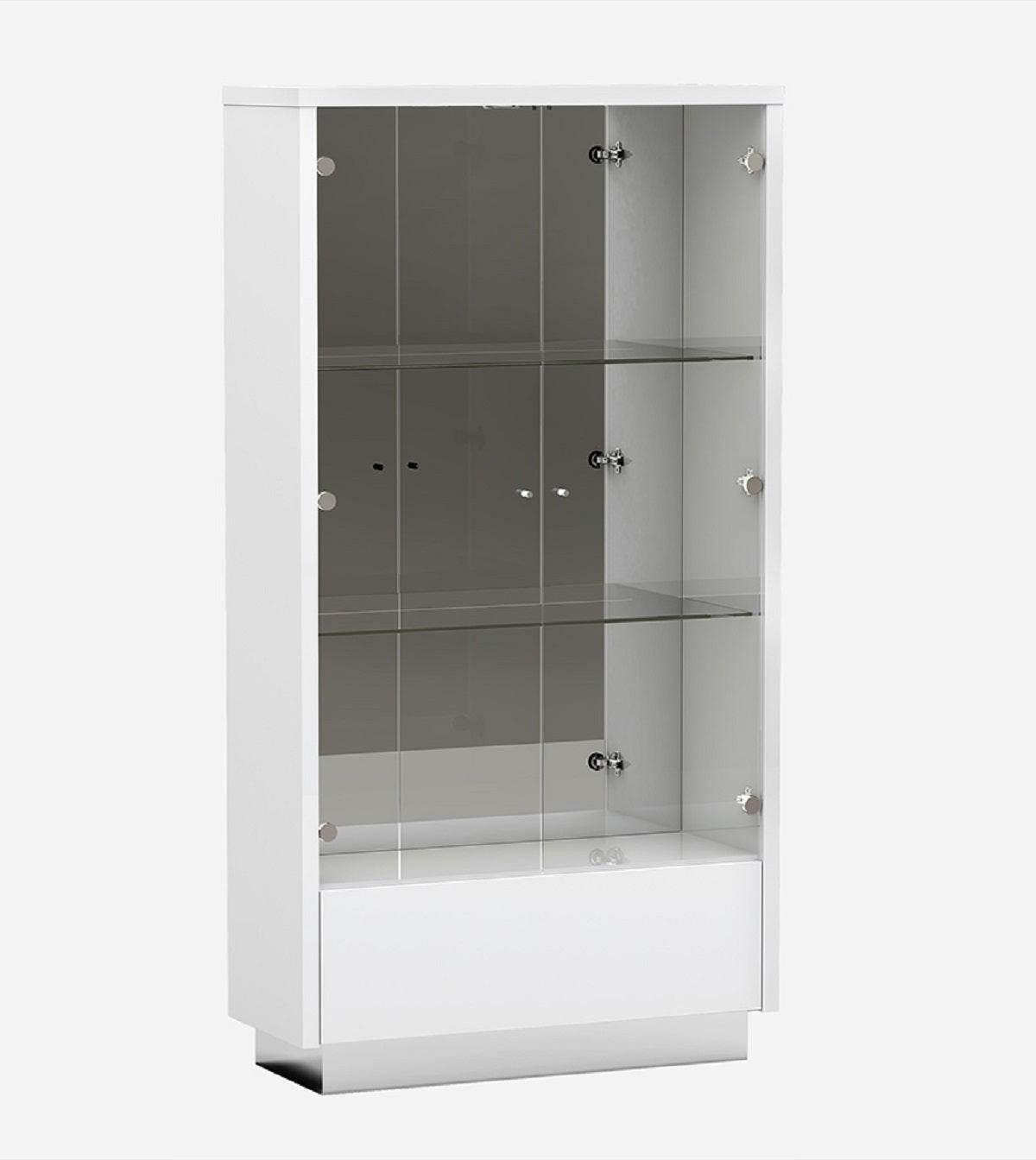 50" White and Silver Wood Curio Cabinet