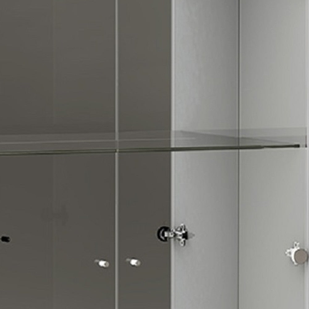 50" White and Silver Wood Curio Cabinet