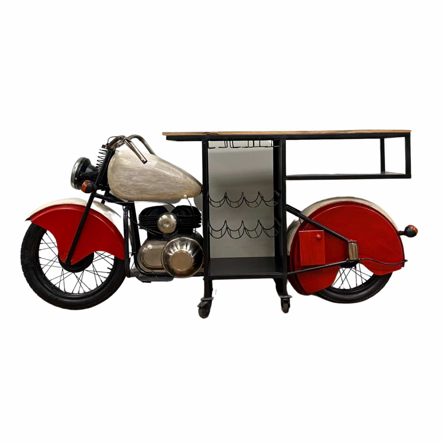 Rolling Glider Bike Bar Cart With Wine Storage