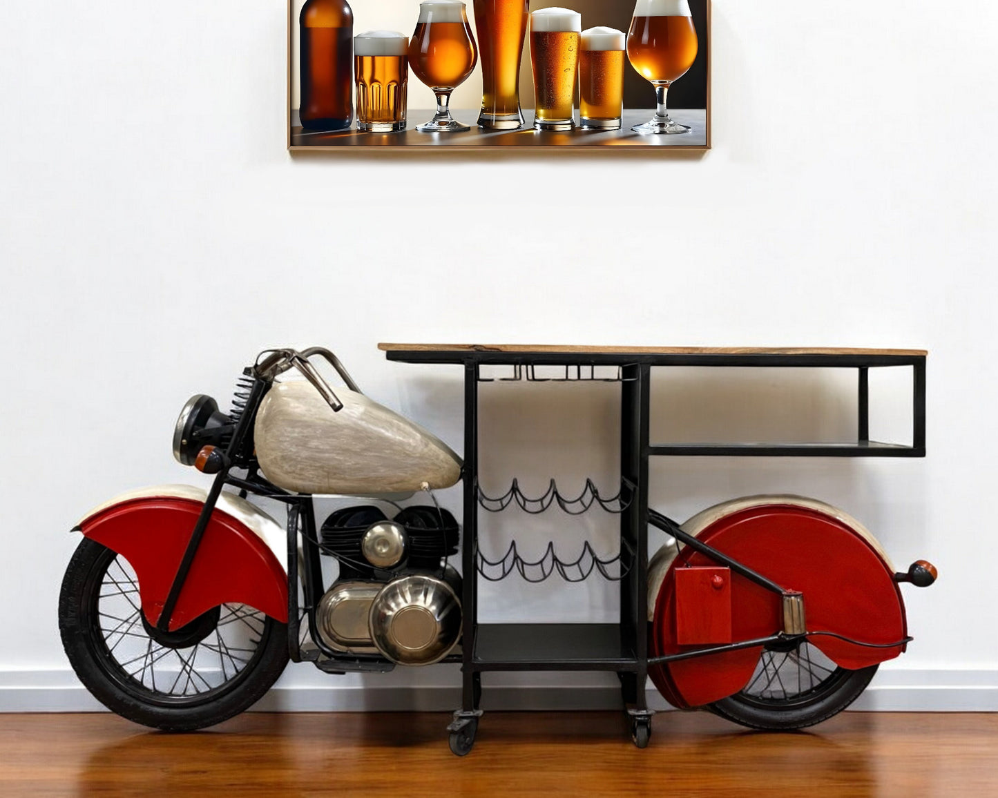 Rolling Glider Bike Bar Cart With Wine Storage