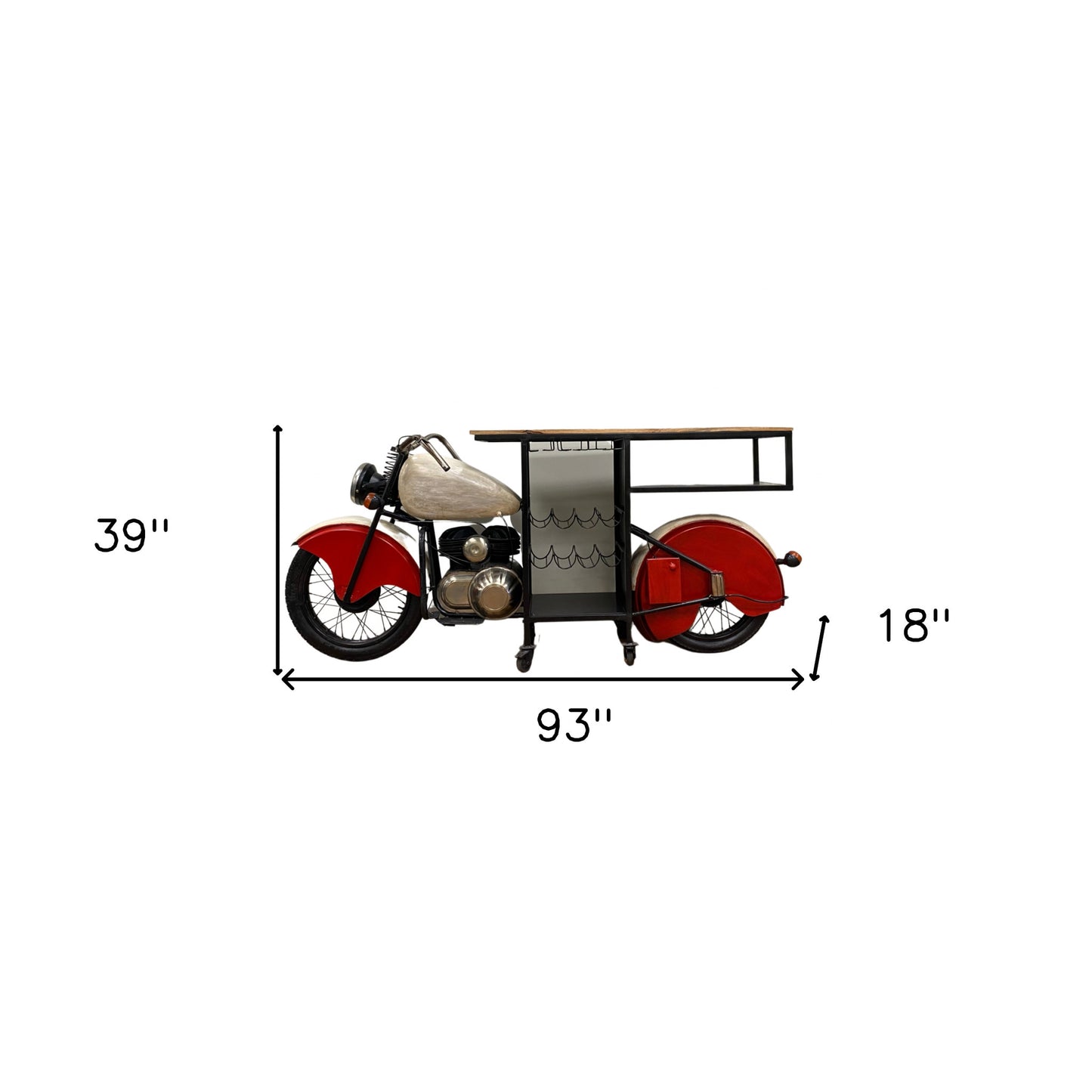 Rolling Glider Bike Bar Cart With Wine Storage