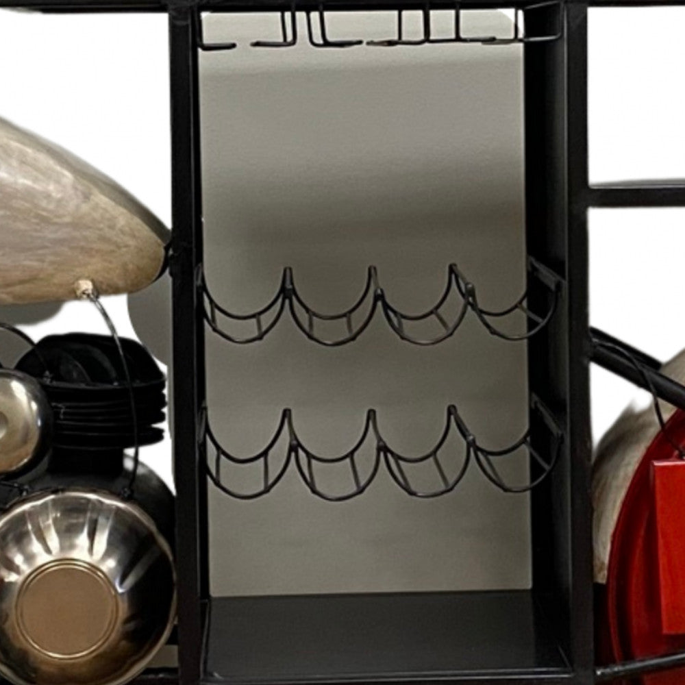 Rolling Glider Bike Bar Cart With Wine Storage