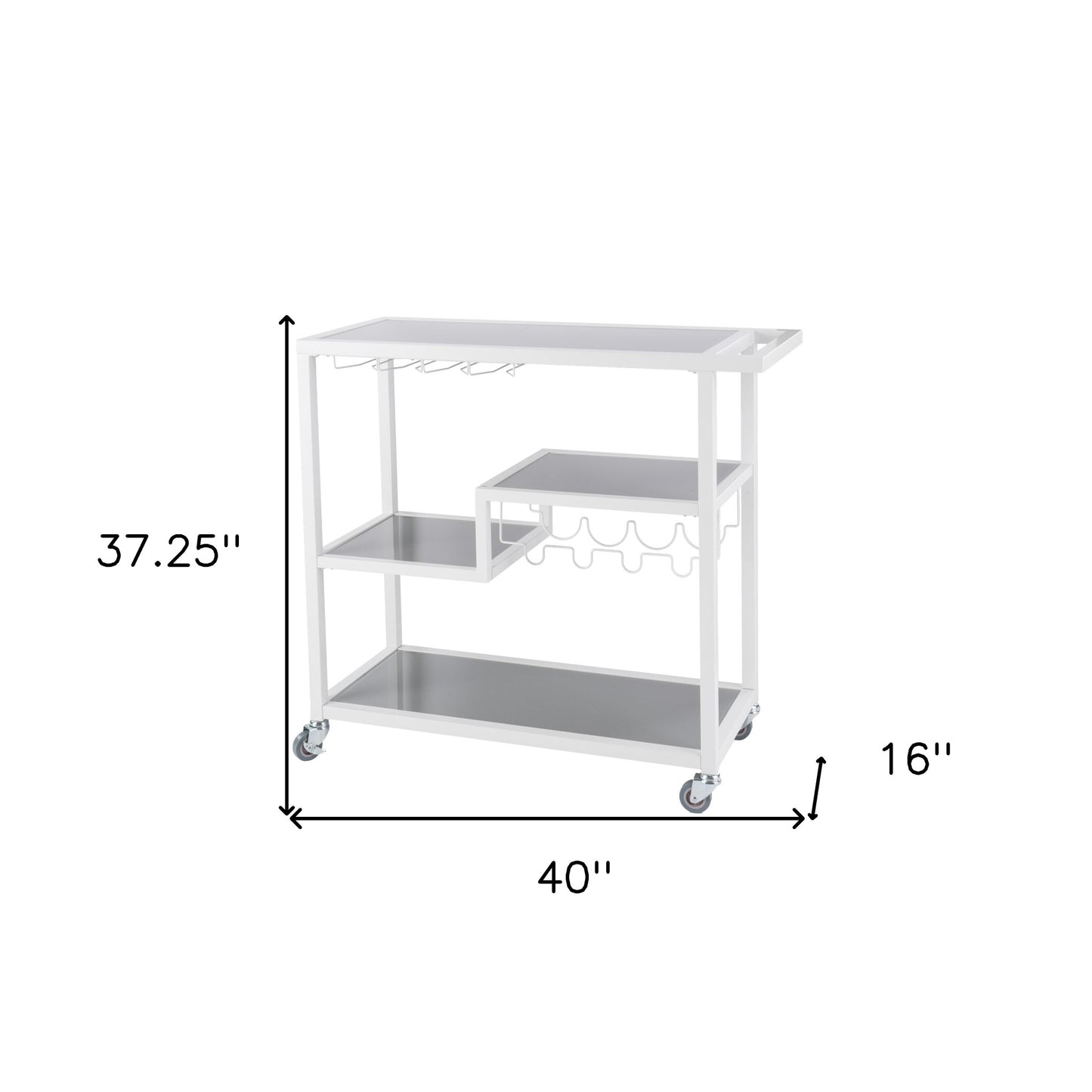 Contemporary Rolling Bar Cart With Wine Storage