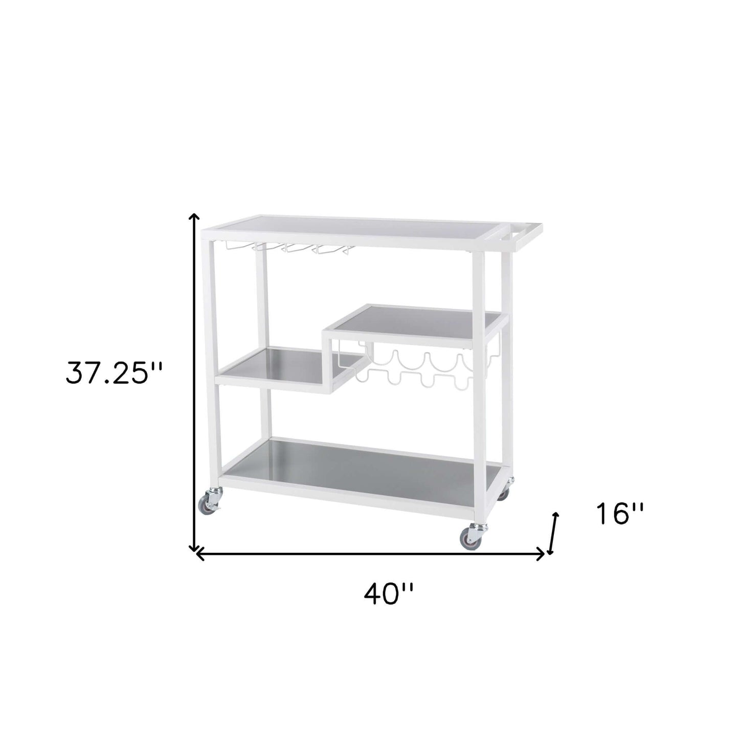 Contemporary Rolling Bar Cart With Wine Storage