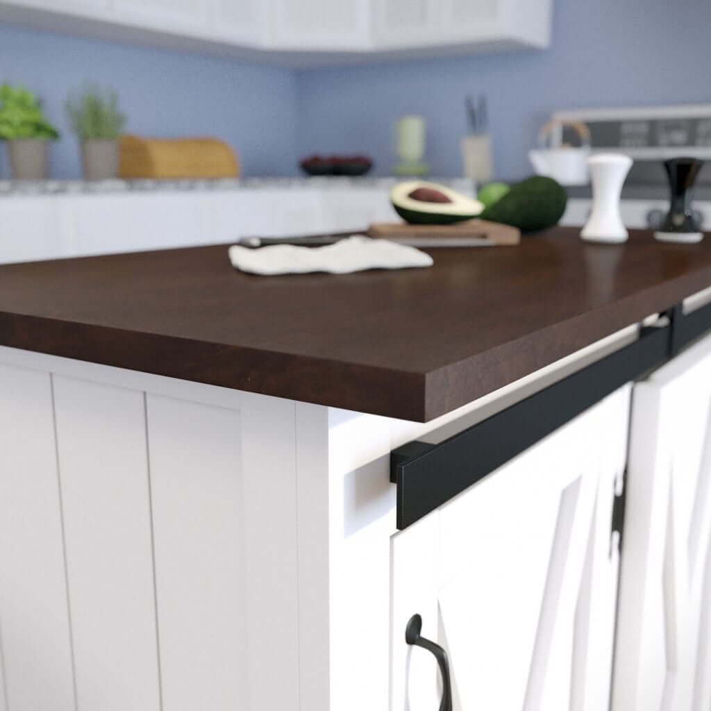 35" Dark Brown and White Wood Rolling Kitchen Cart