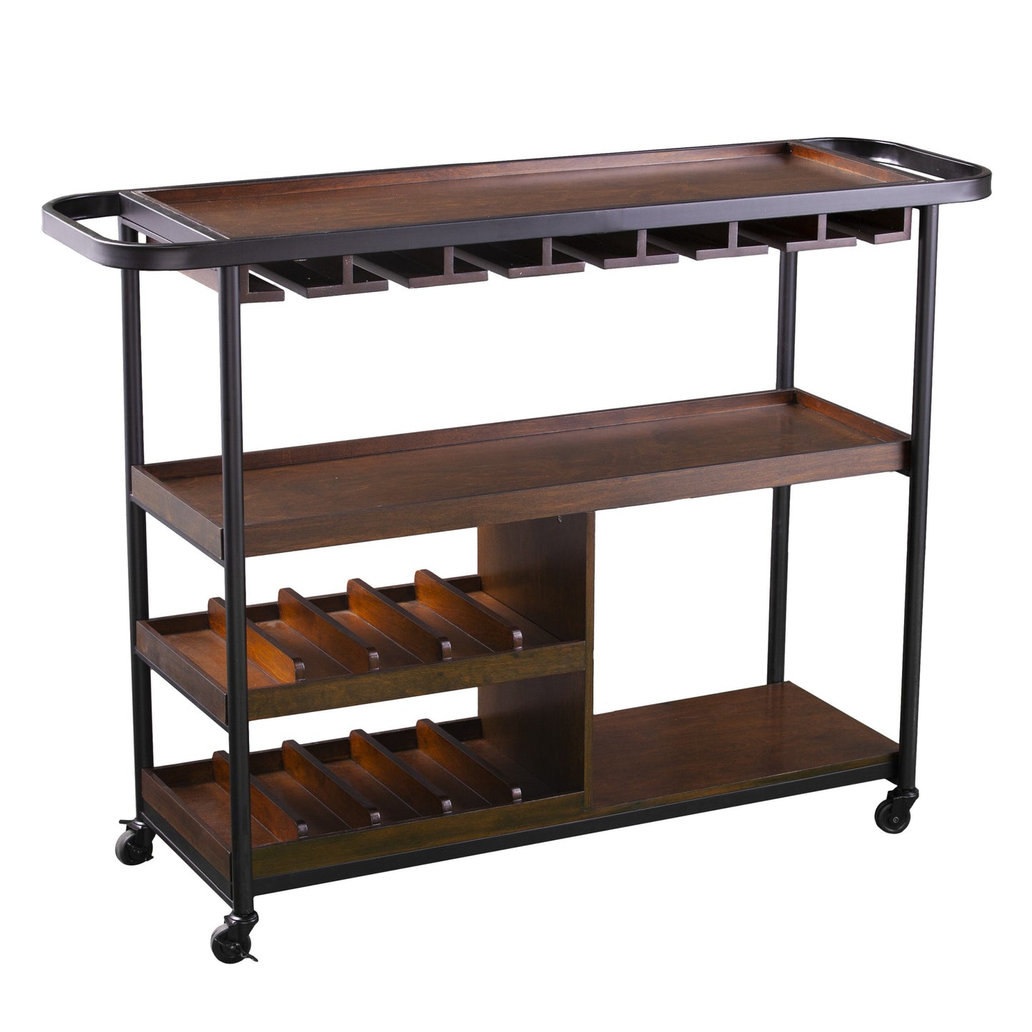 Modern Rectangular Rolling Bar Cart