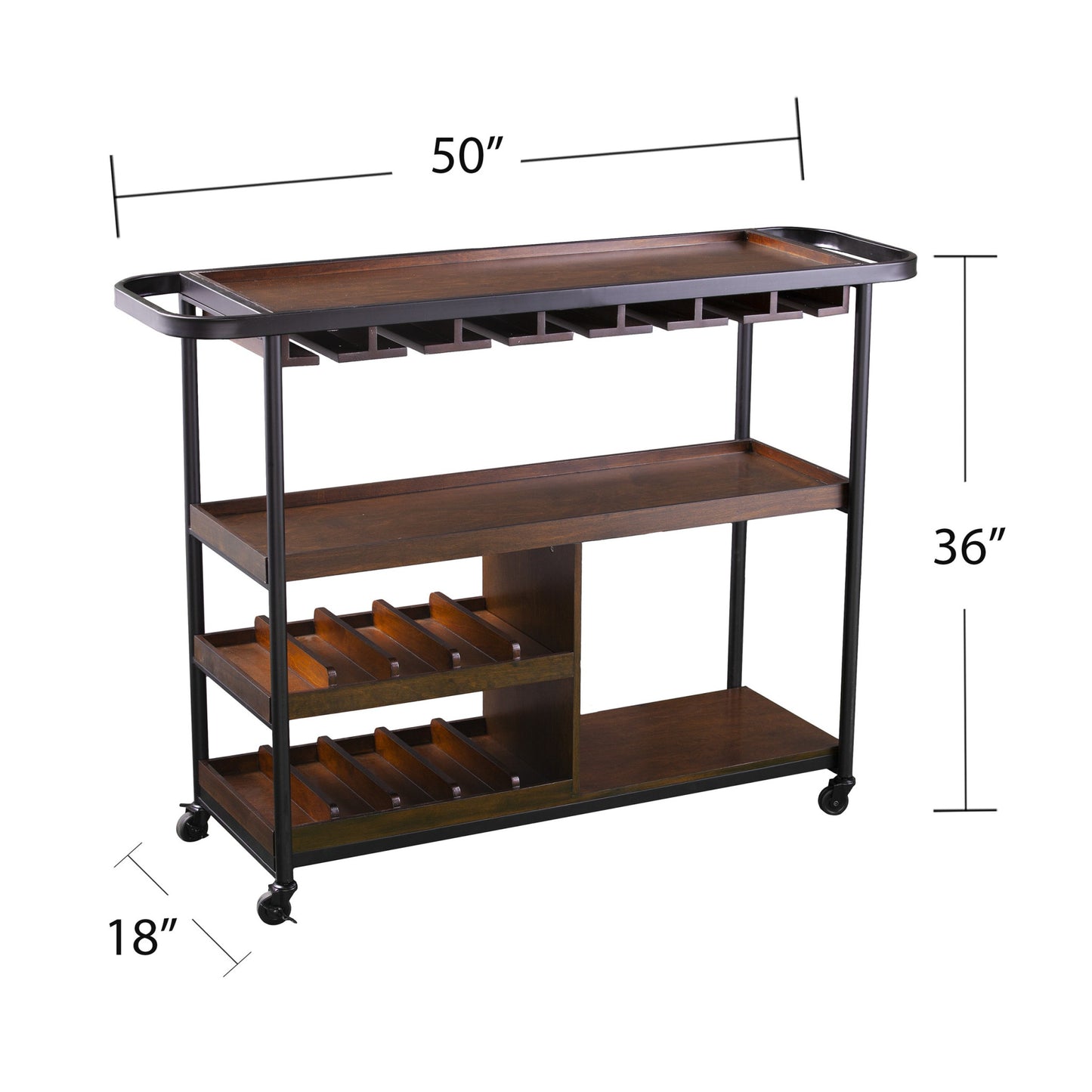 Modern Rectangular Rolling Bar Cart