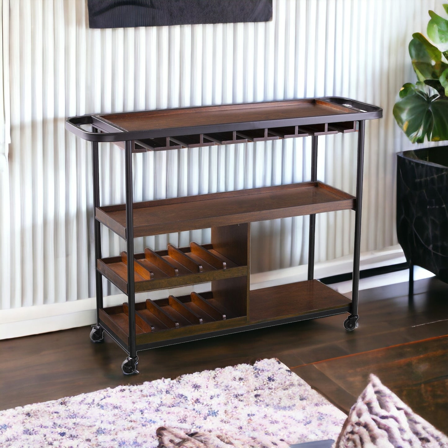Modern Rectangular Rolling Bar Cart