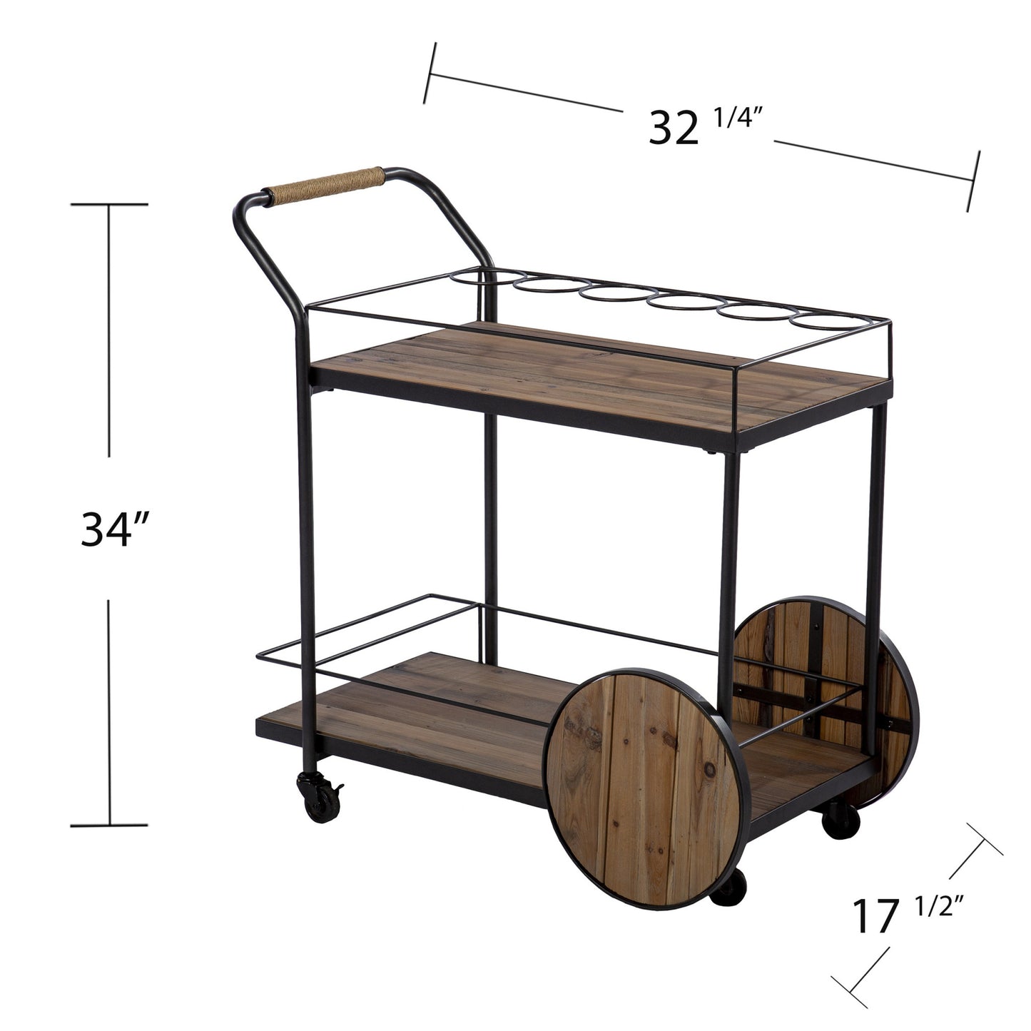 Iron Reclaimed Wood Rolling Bar Cart