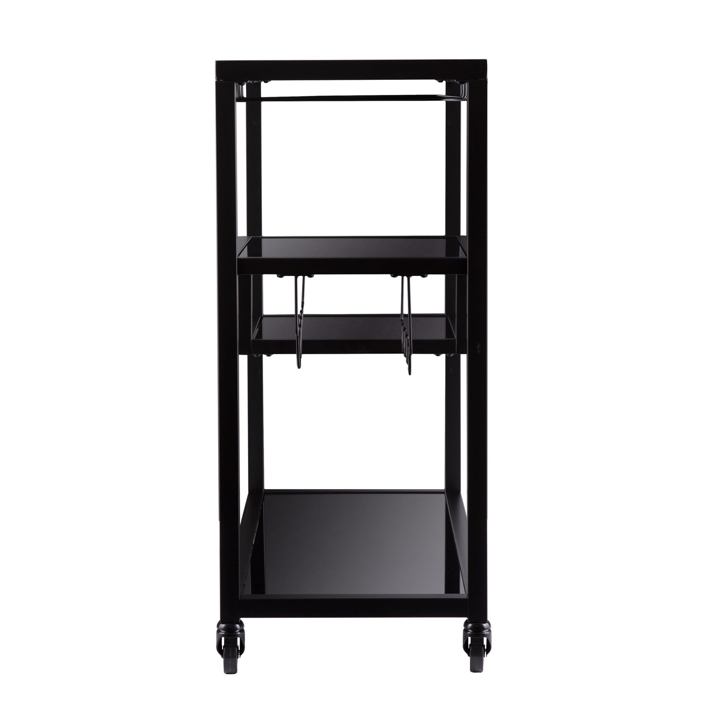 Black and Gray Mirrored Glass Bar Cart