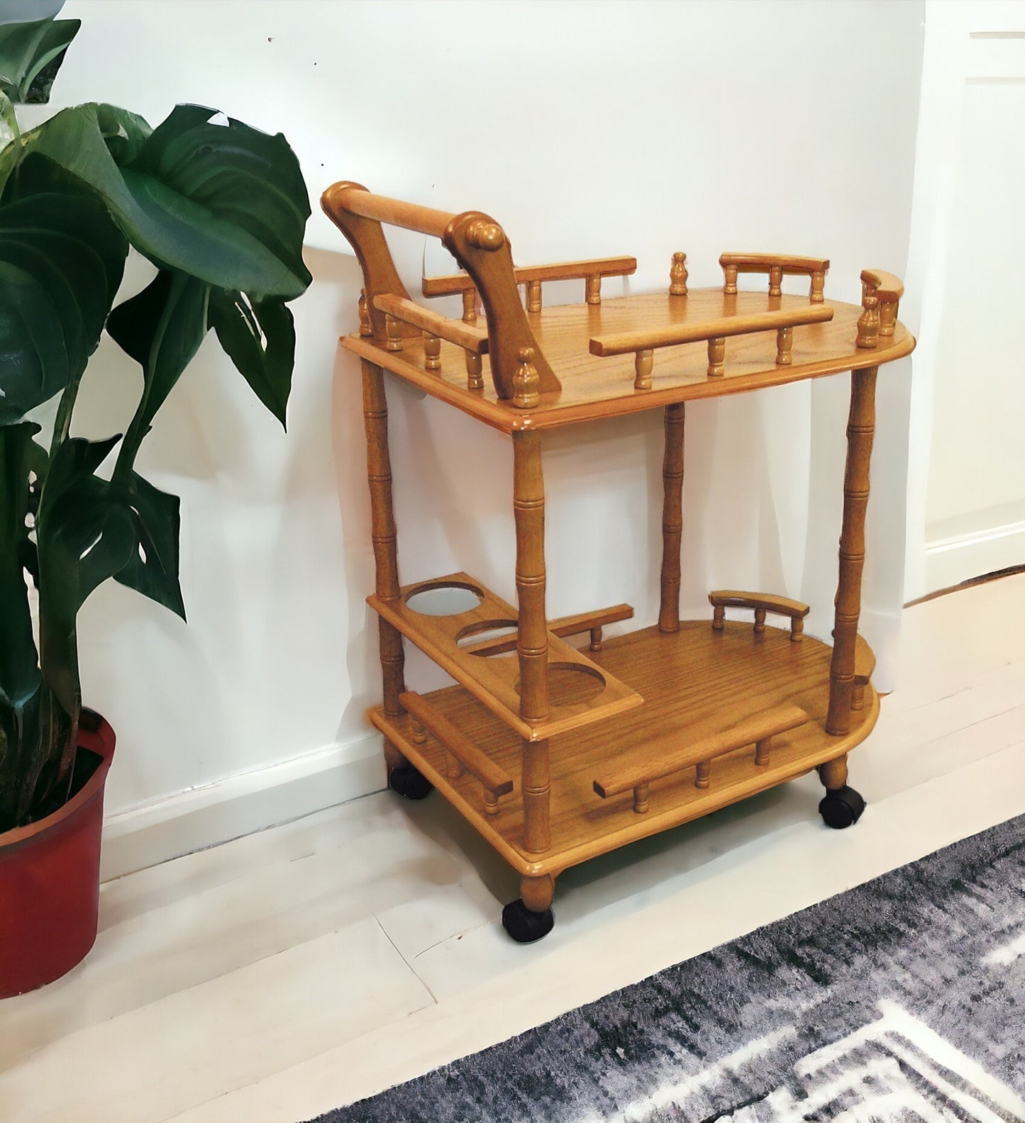 Rolling Bar Cart With Wine Storage