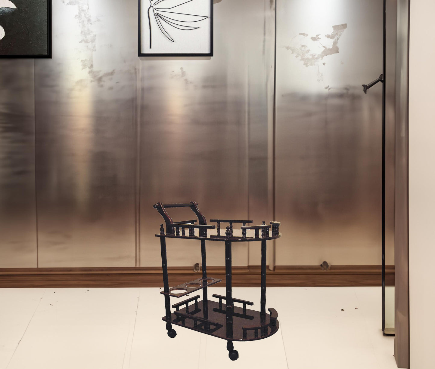 Rolling Bar Cart With Wine Storage