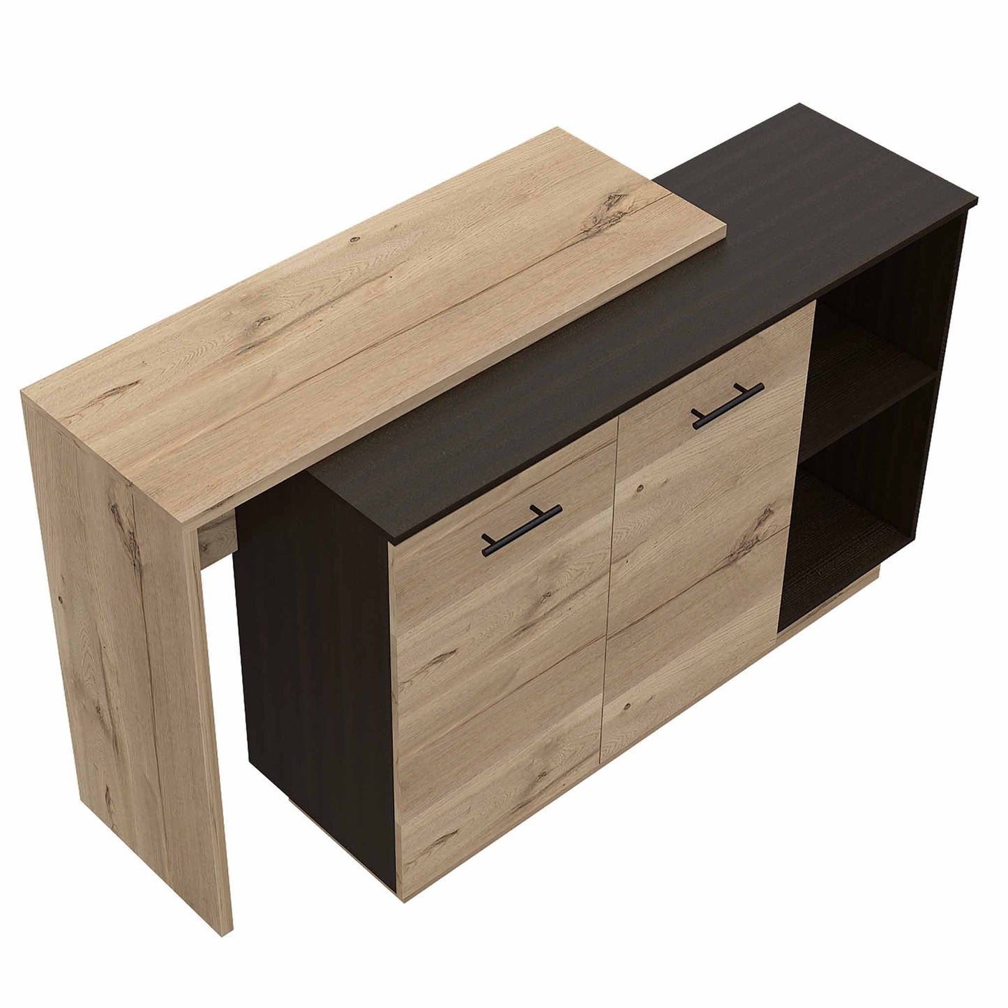 Natural 59" Kitchen Island With Storage