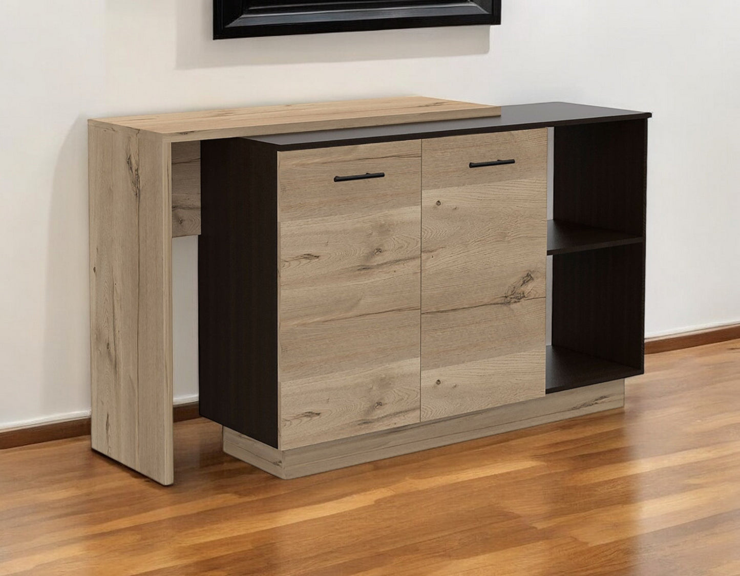 Natural 59" Kitchen Island With Storage