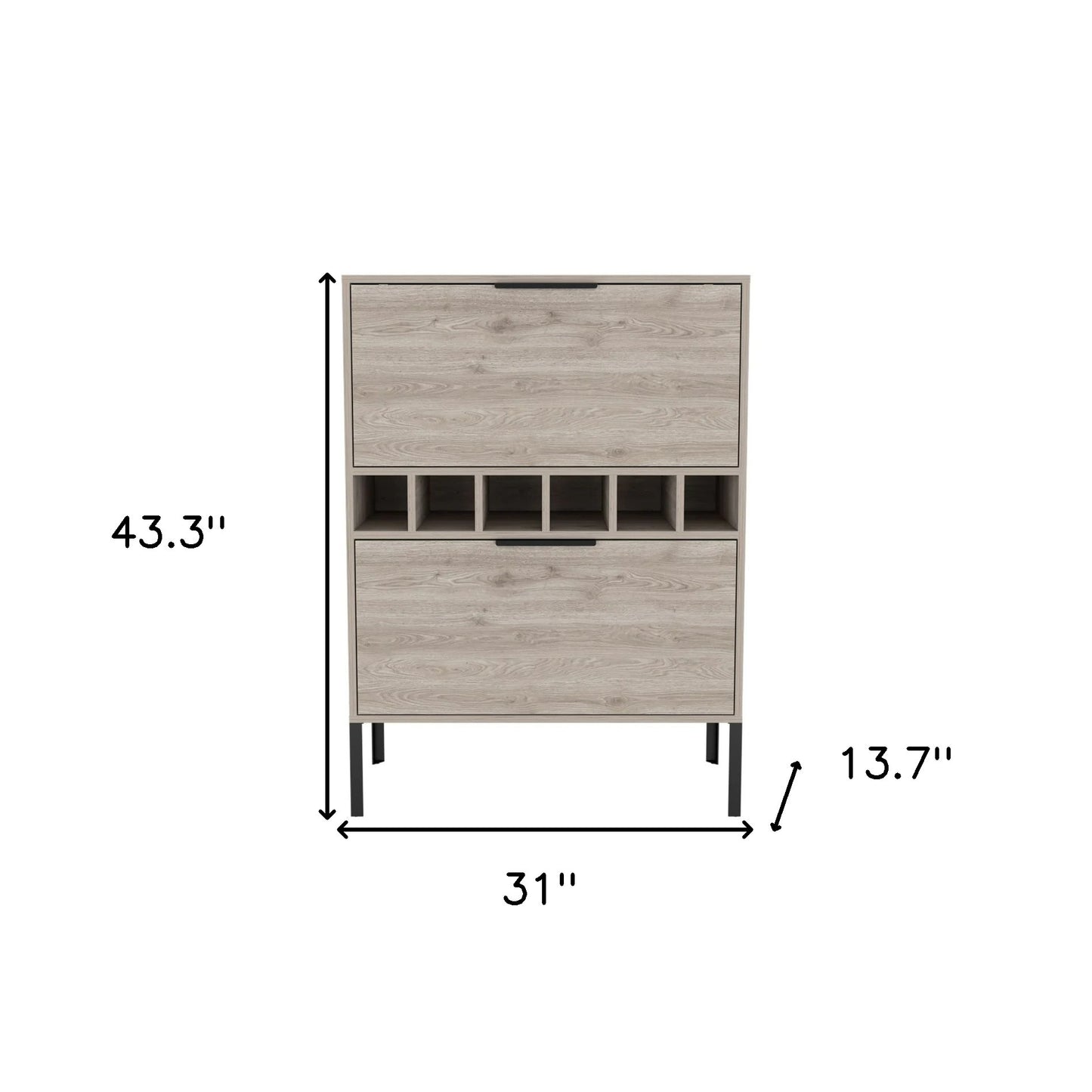 43" Light Gray and Black Wood Console Bar Cabinet With Two Doors