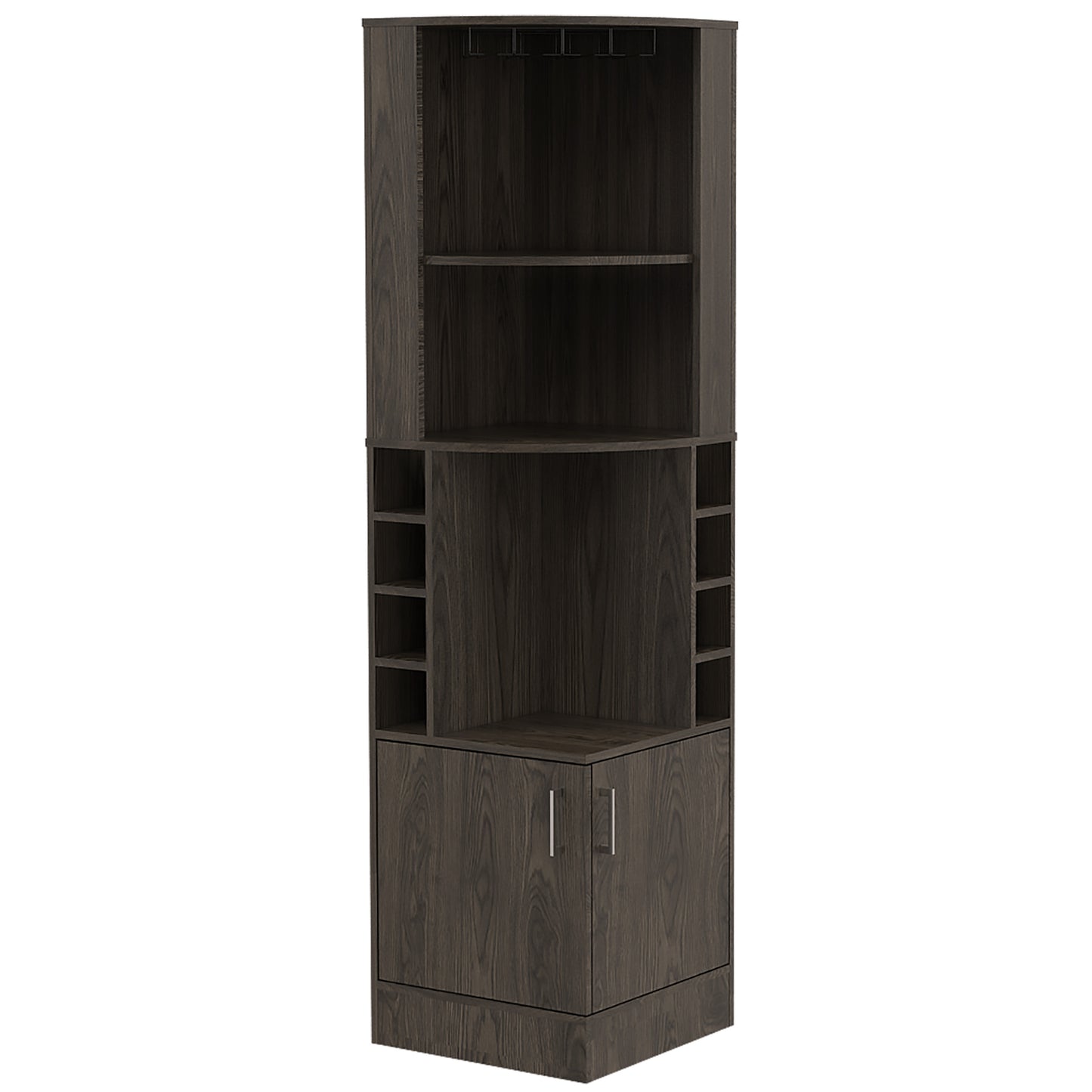18" Natural Corner Bar Cabinet With Eleven Shelves