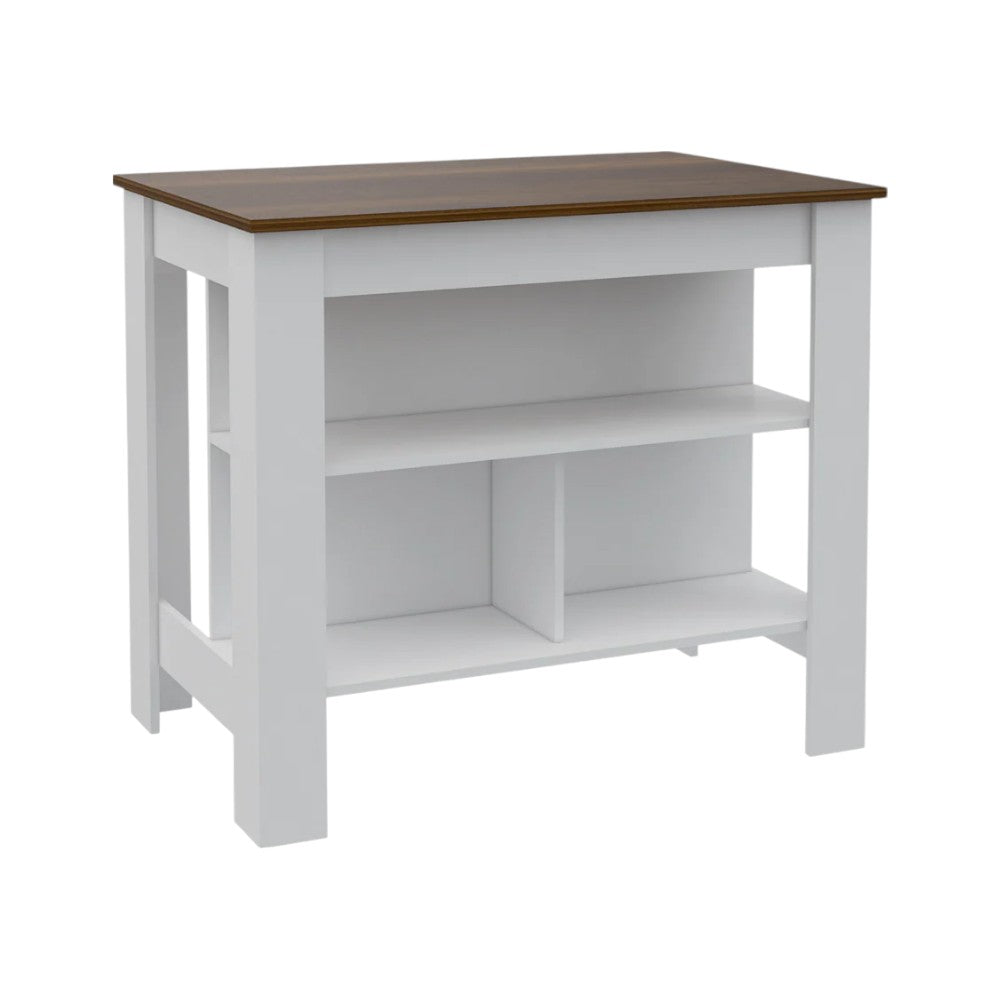 Black and Natural 41" Kitchen Island With Storage