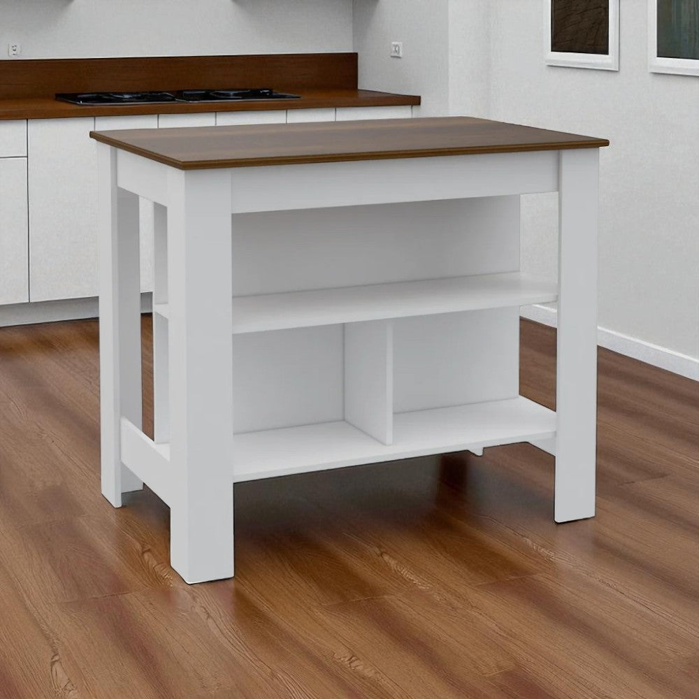 Black and Natural 41" Kitchen Island With Storage