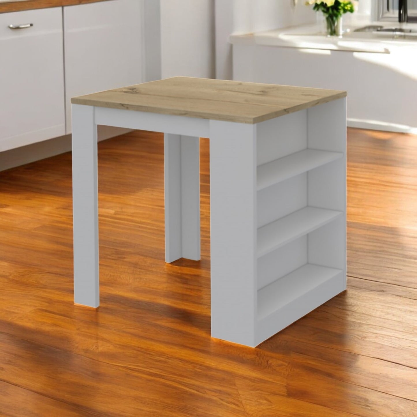 Black and Natural 36" Kitchen Island With Storage