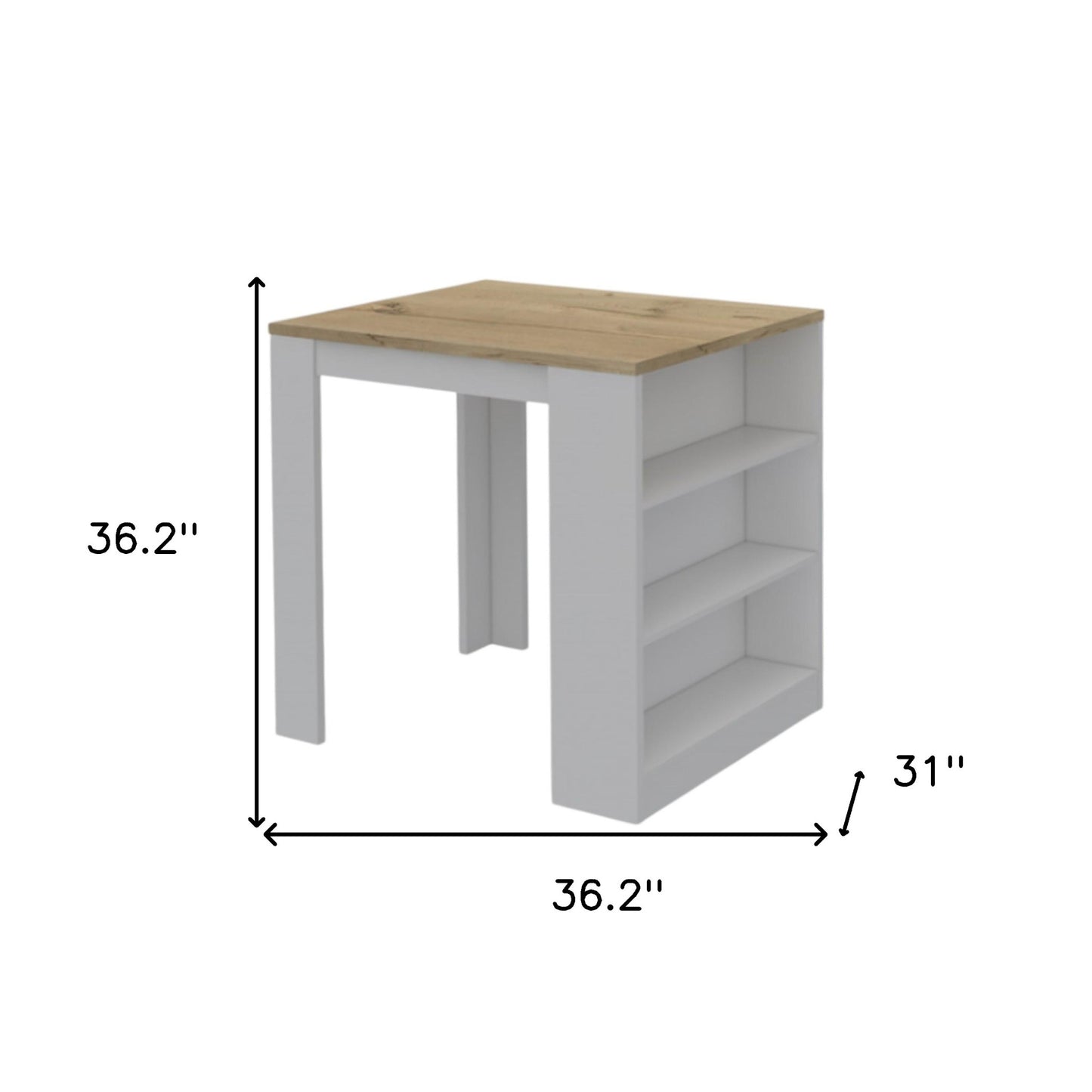 Black and Natural 36" Kitchen Island With Storage