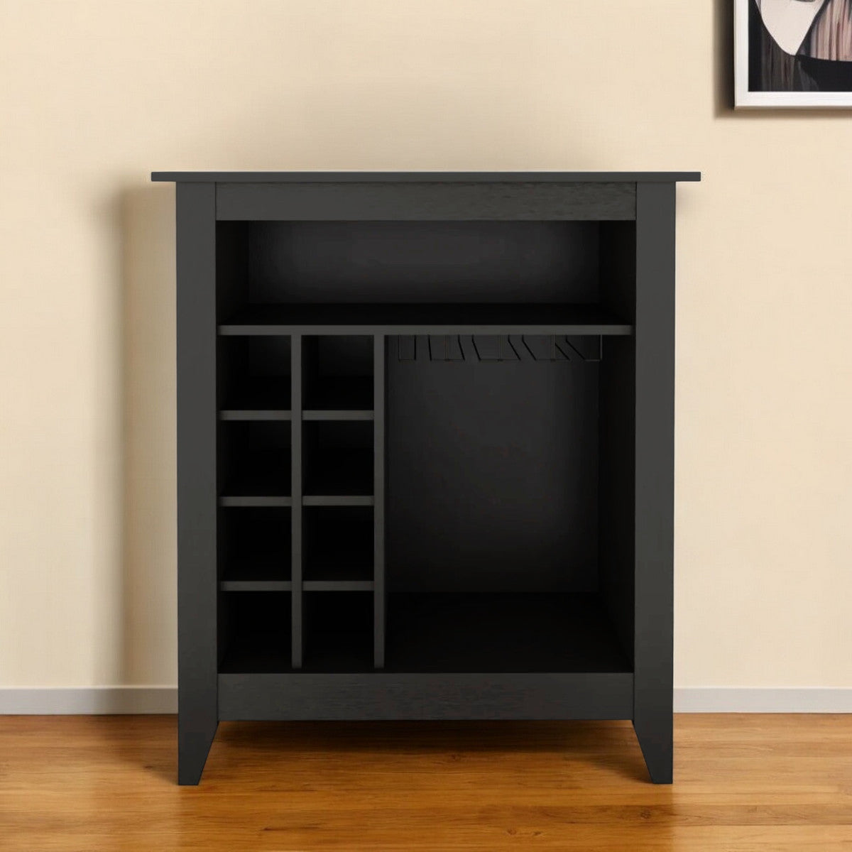 Modern Black Bar and Wine Storage Cabinet