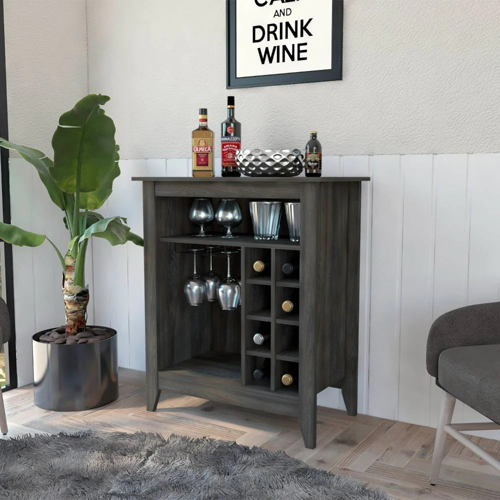 Modern Black Bar and Wine Storage Cabinet