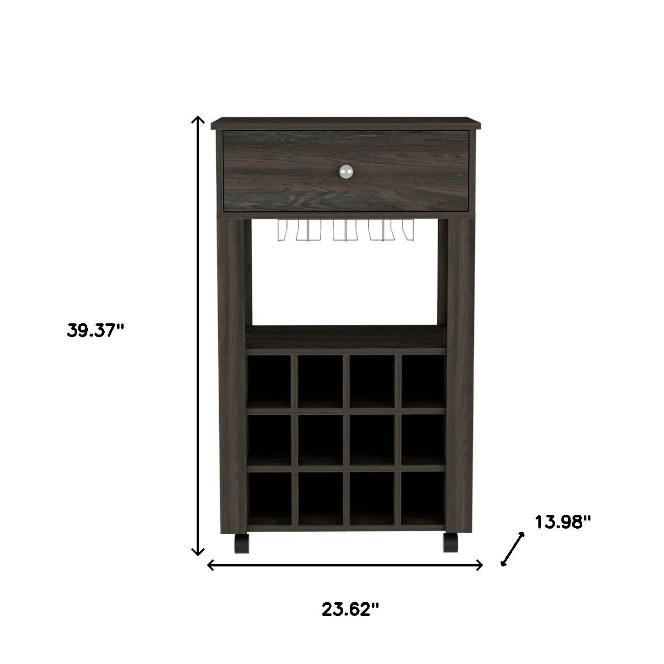 Espresso Rolling Bar Cart
