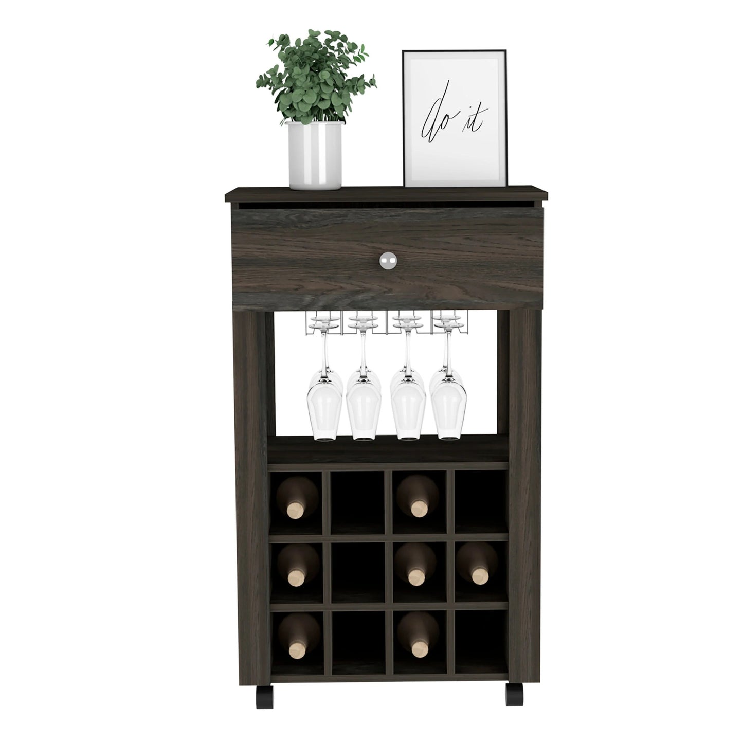 Espresso Rolling Bar Cart