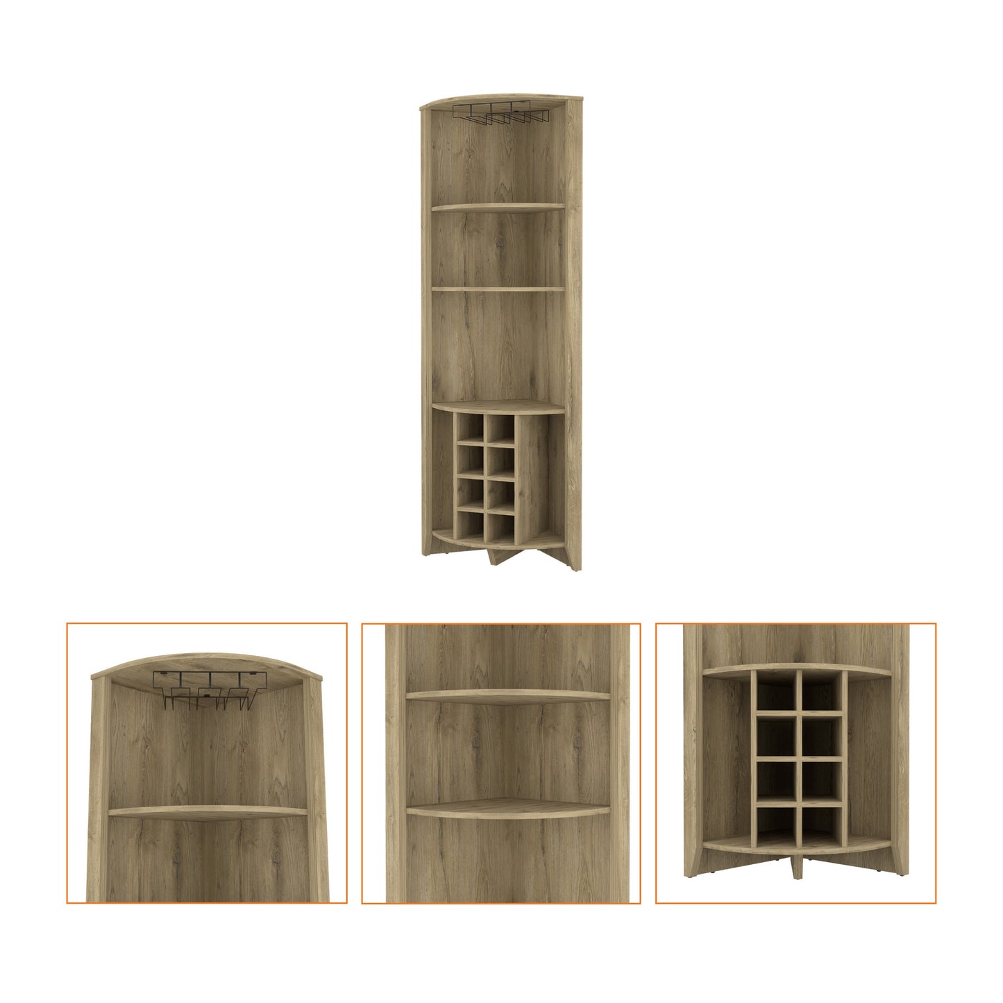 Dark Brown Wood Corner Bar Cabinet