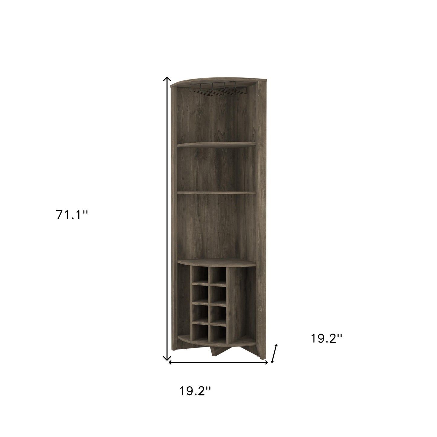 Dark Brown Wood Corner Bar Cabinet