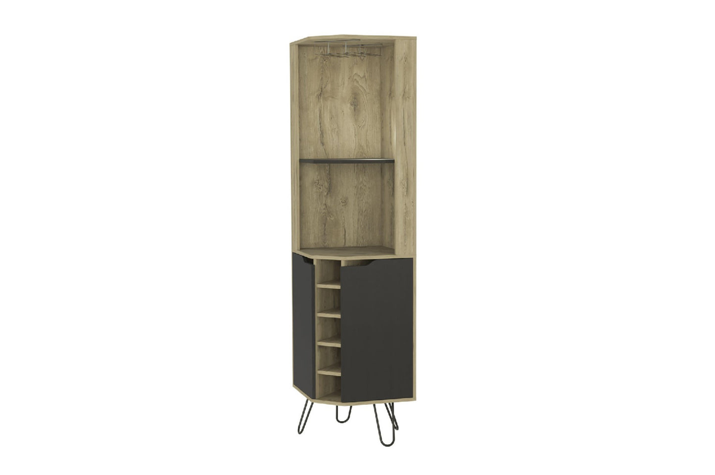 18" Natural Corner Bar Cabinet With Eleven Shelves