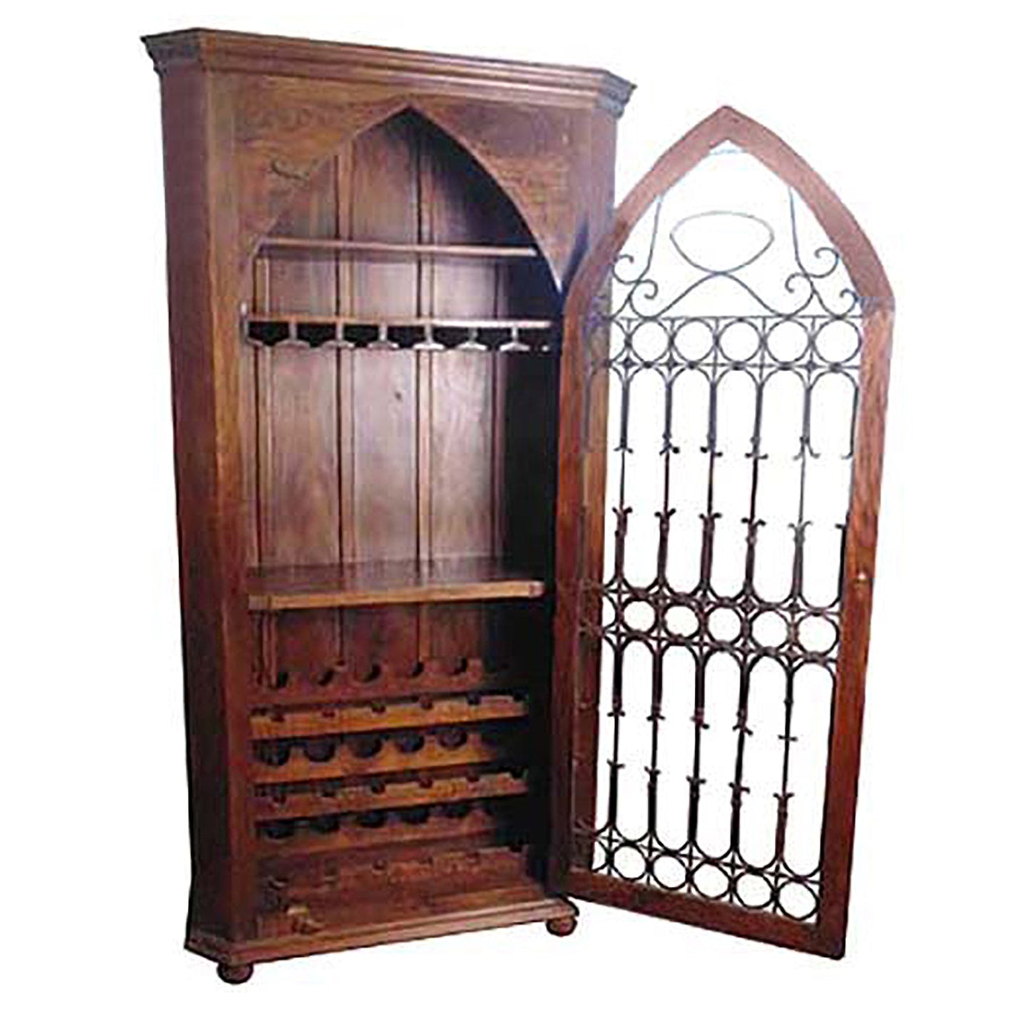 Dark Brown Solid Wood And Iron Bar Cabinet