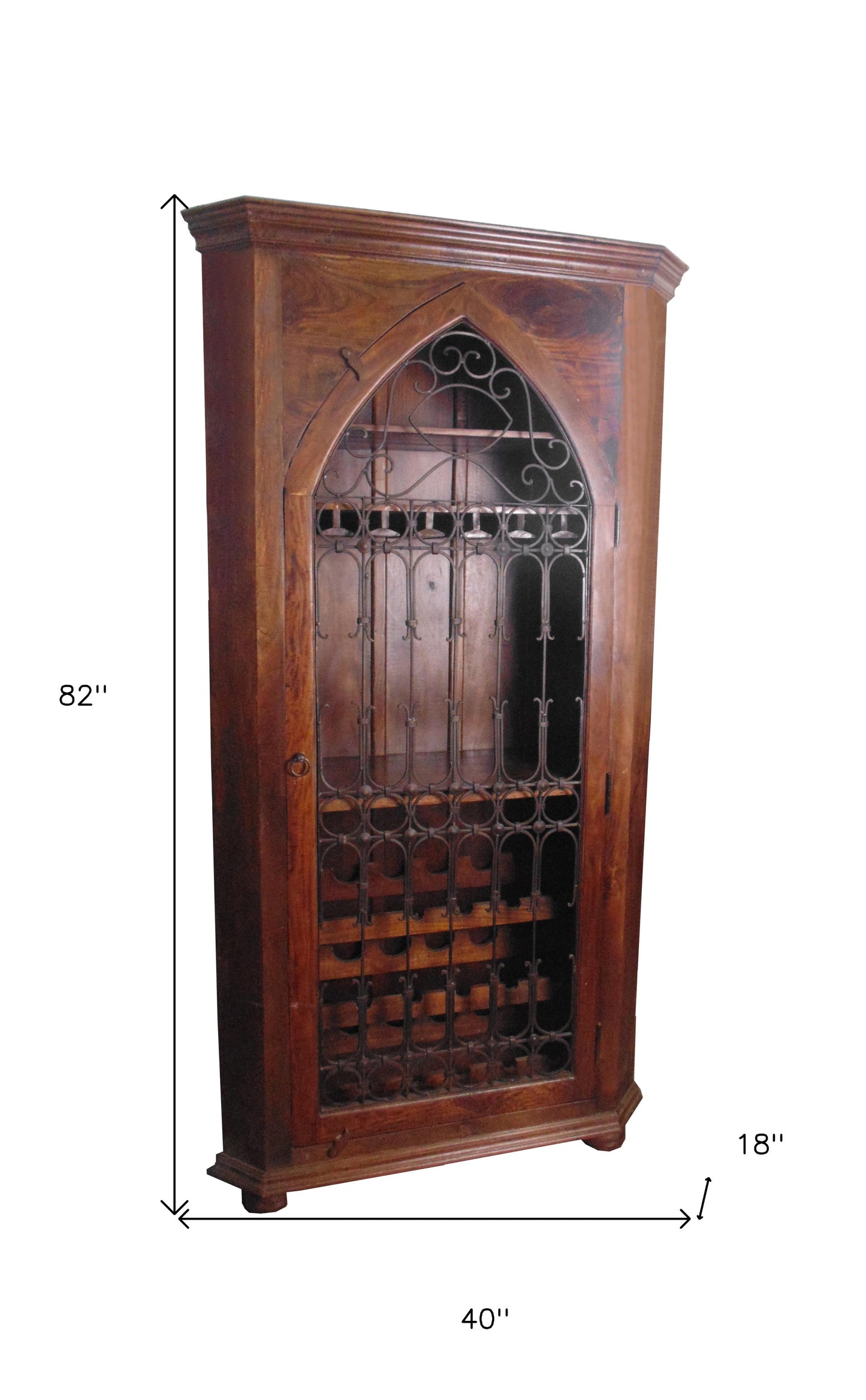 Dark Brown Solid Wood And Iron Bar Cabinet