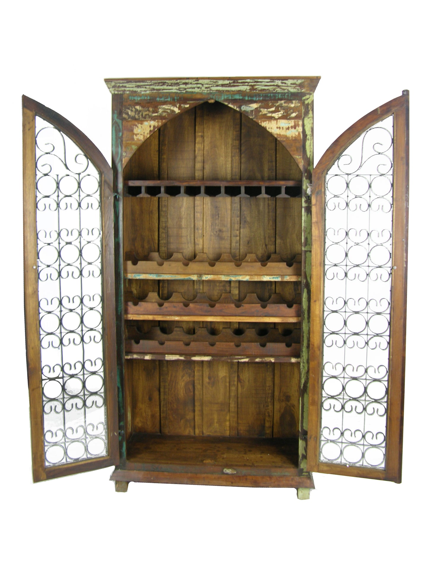 Dark Brown Solid Wood And Iron Bar Cabinet