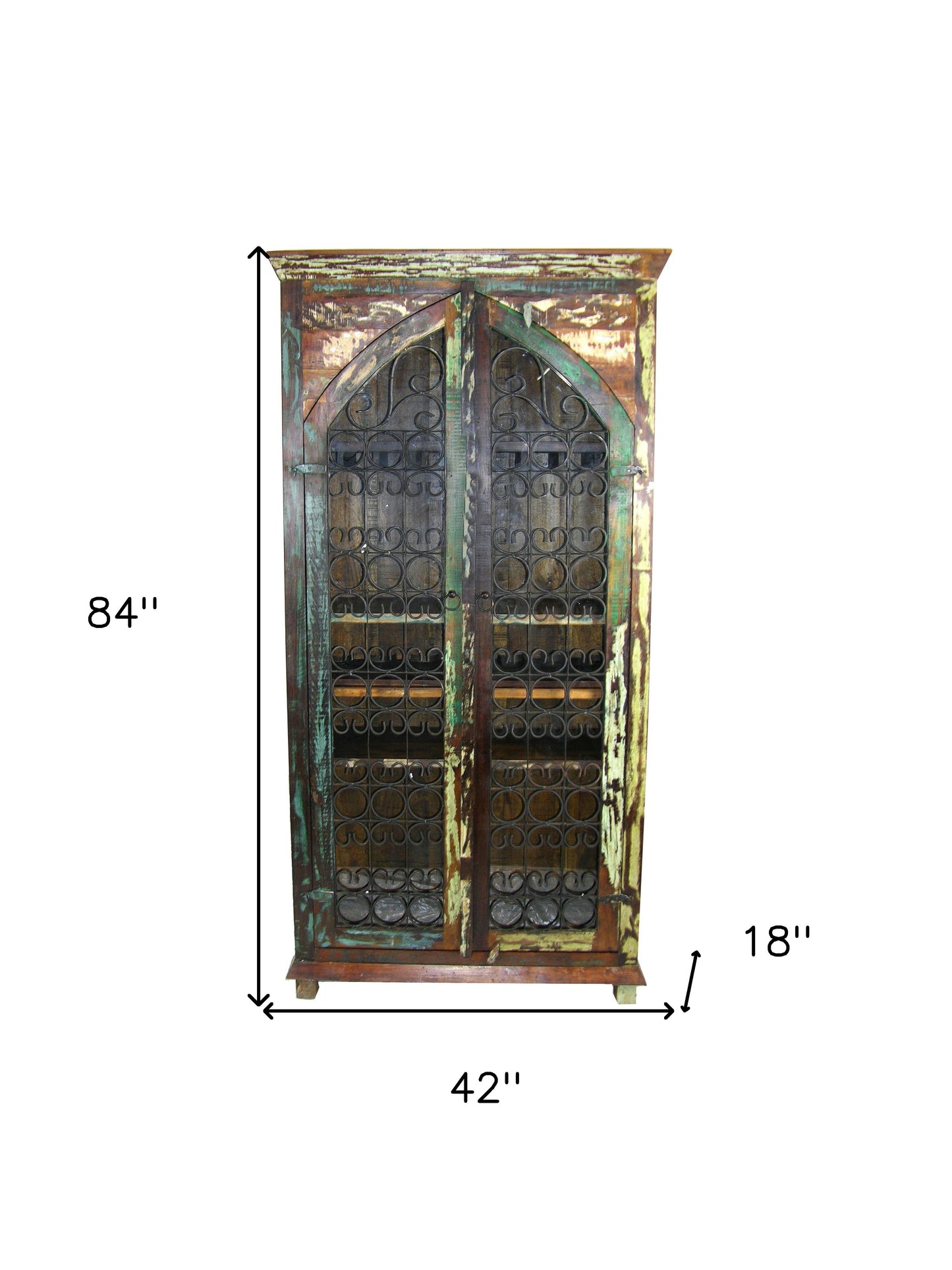 Dark Brown Solid Wood And Iron Bar Cabinet