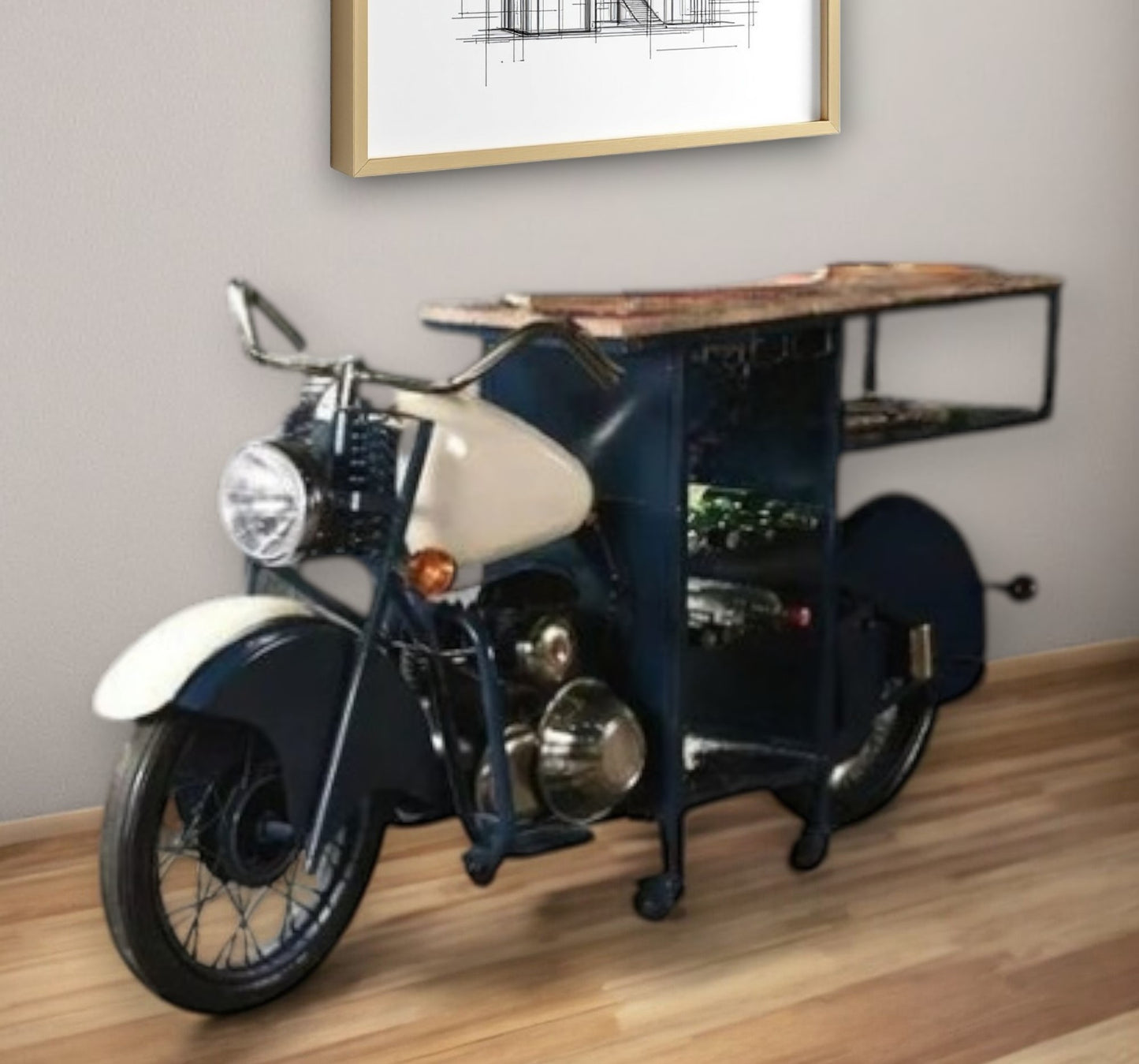 Industrial Style Rolling Bar Cart