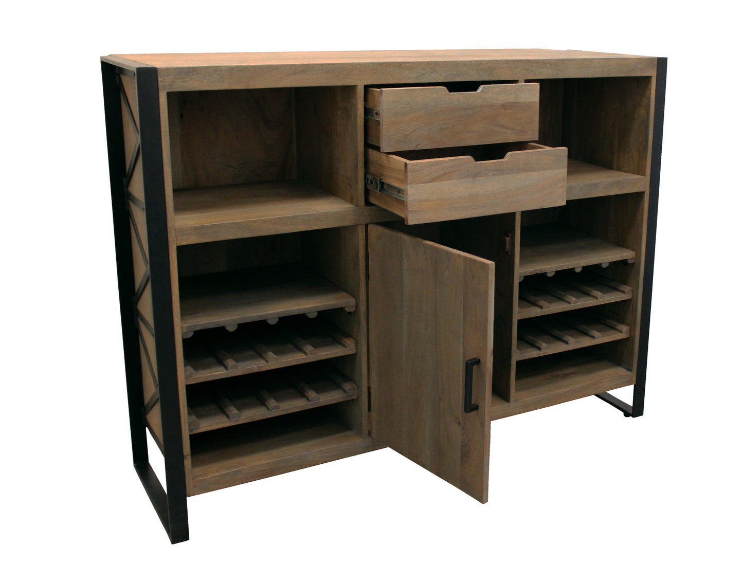55" Gray and Black Solid Wood Sled Console Table