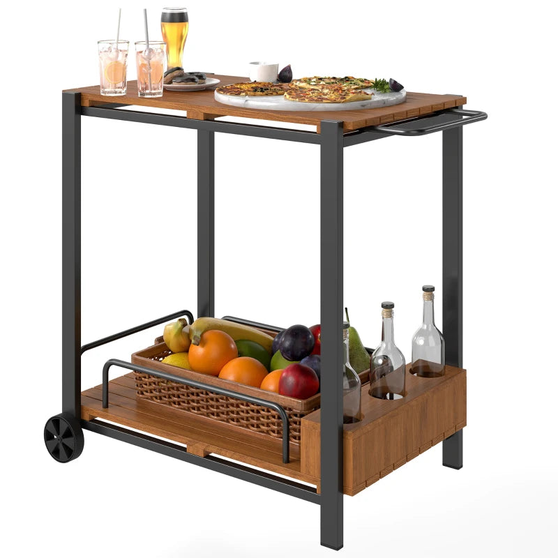 Outsunny Acacia Wood Outdoor Bar Cart