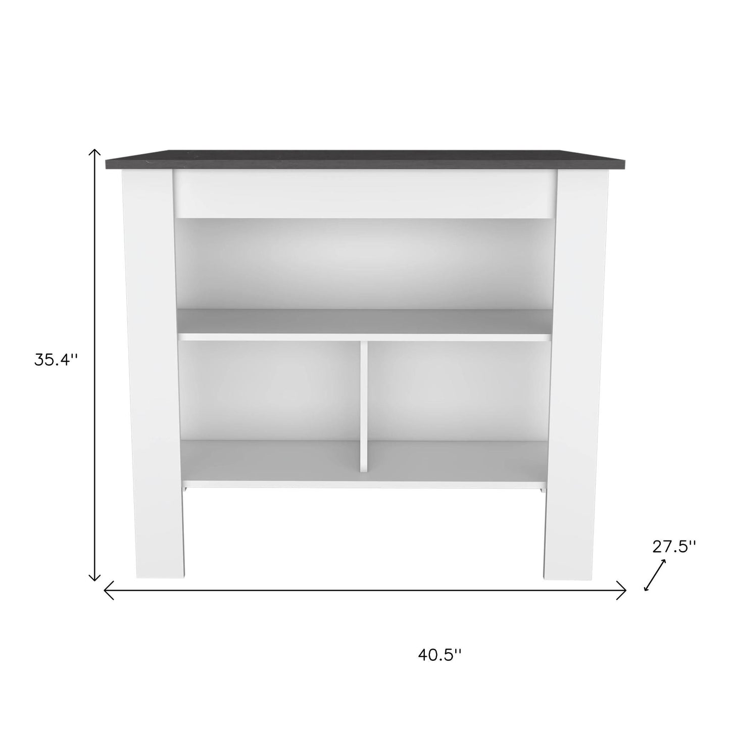 41" Dark Brown and White Wood Kitchen Island Set