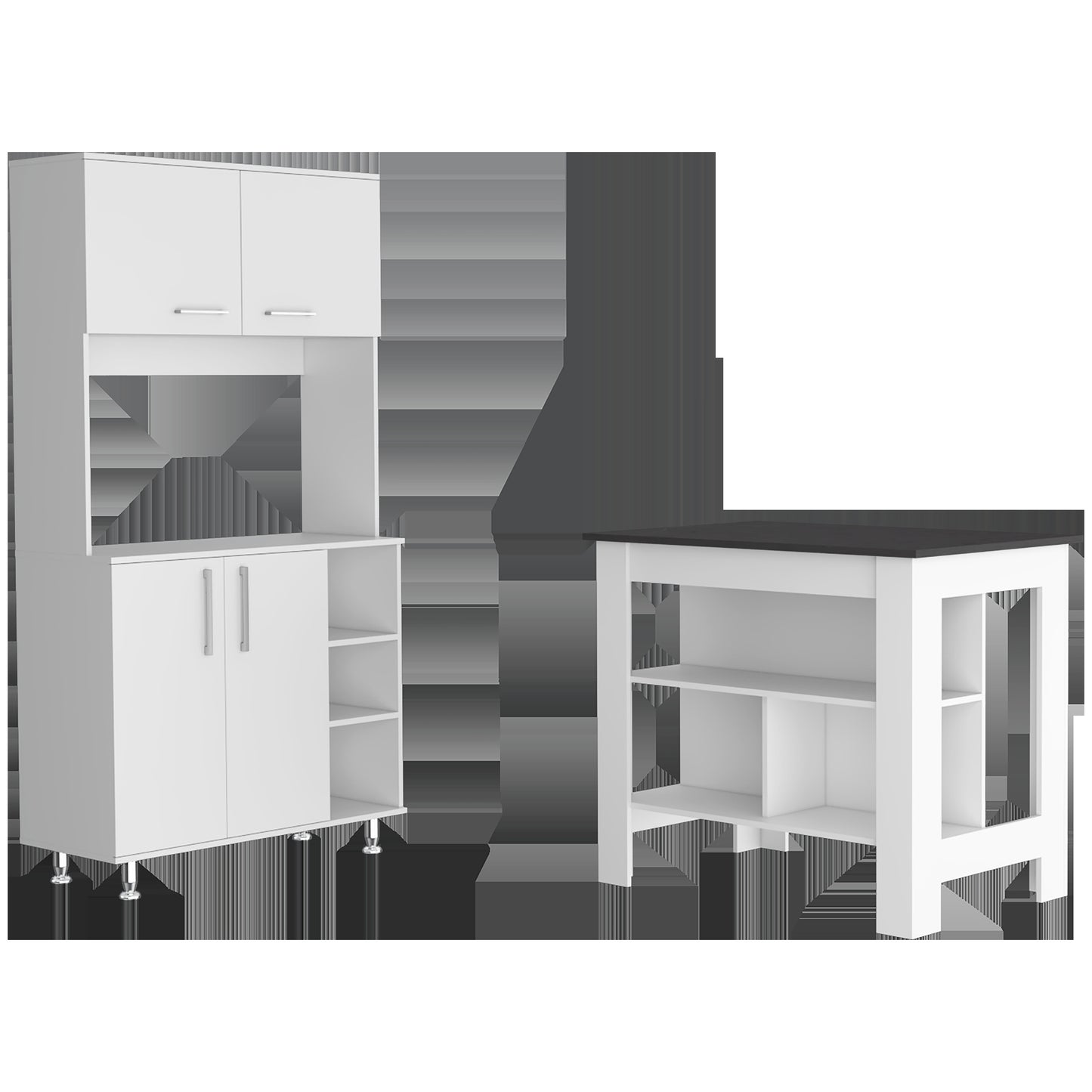 White And Dark Brown 41" Kitchen Island Set