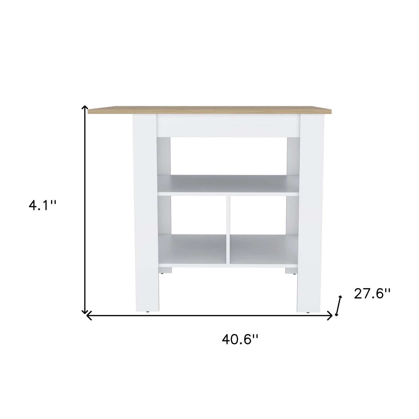 41" Natural and White Wood Kitchen Island With Storage