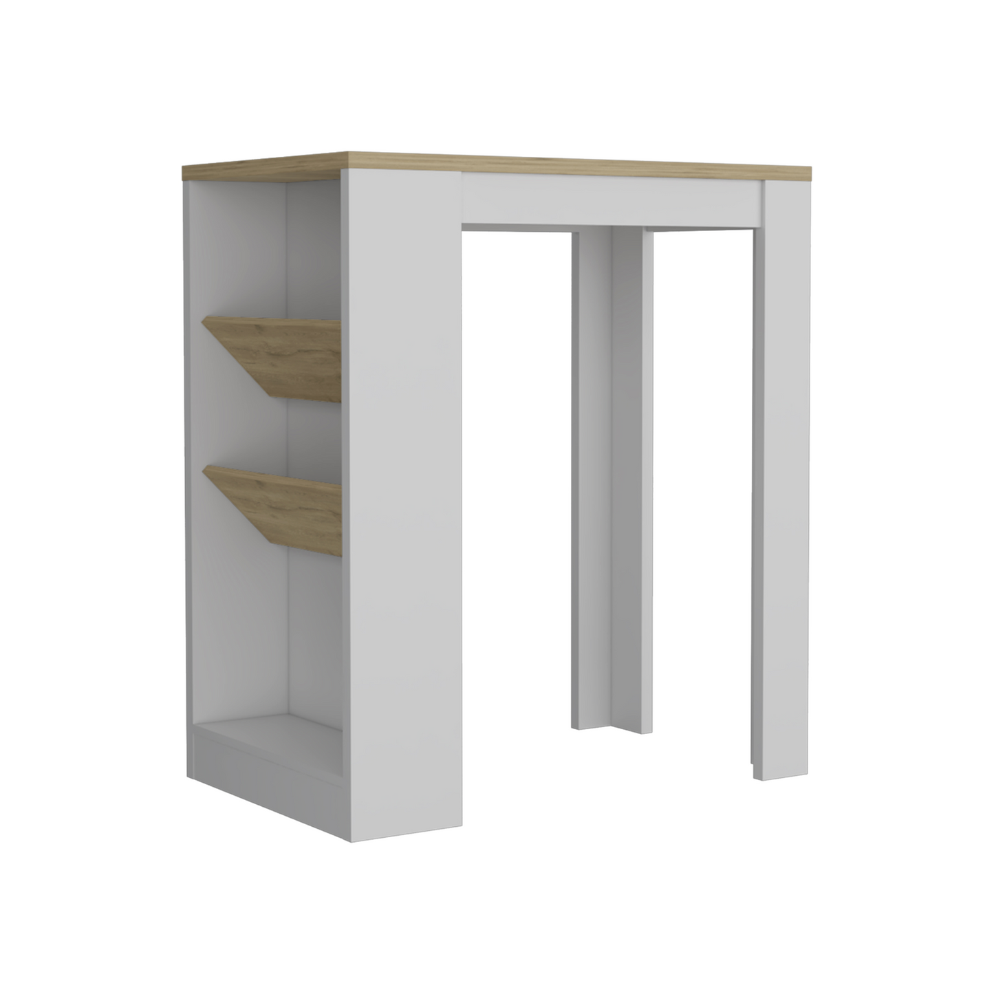 Two Sets of White Oak Wood Kitchen Island And Pantry Cabinet
