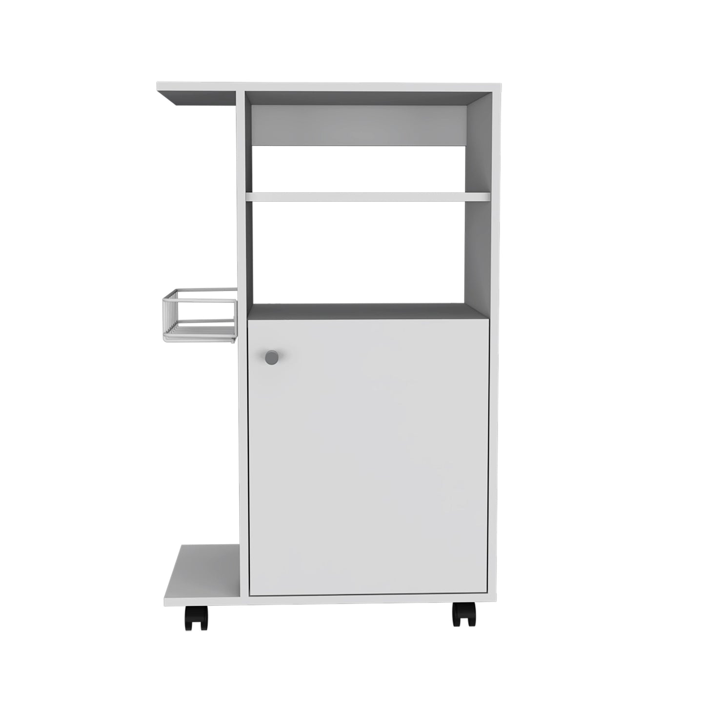 24" White Wood Rolling Kitchen Cart With Storage