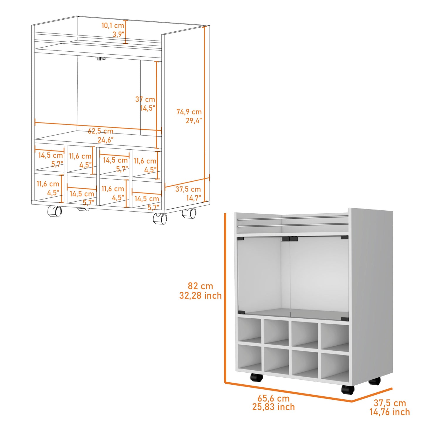 Freestanding Bar Cart and Cabinet