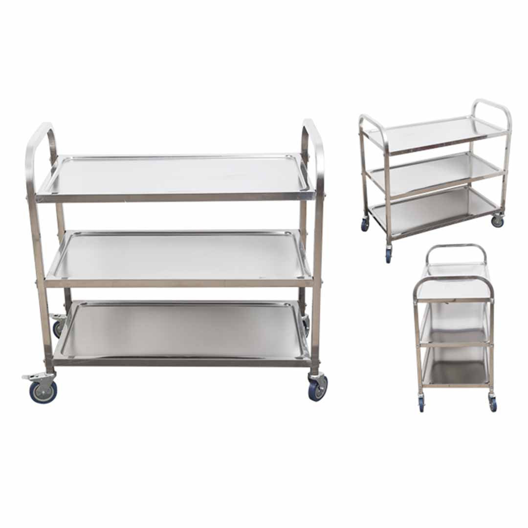 37" Silver Stainless Steel Rolling Bar Cart