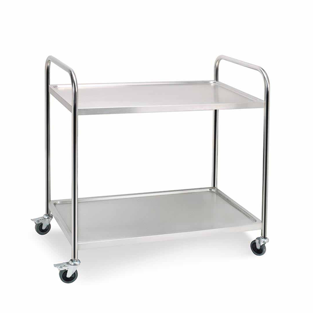 34" Silver Stainless Steel Rolling Bar Cart