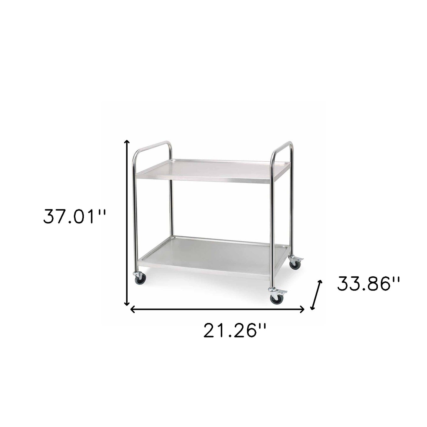 34" Silver Stainless Steel Rolling Bar Cart