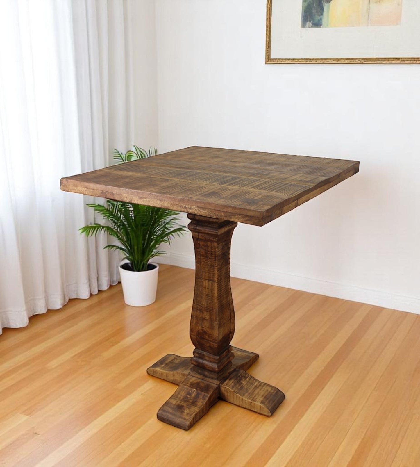 36" Brown Pedestal Bar Table